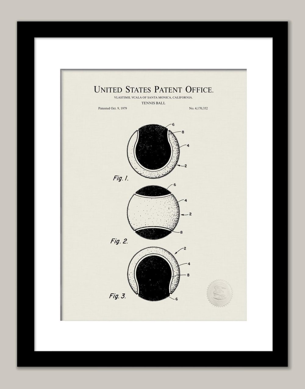 Sports | Tennis Ball Design | 1979 Patent Print Shop Antique