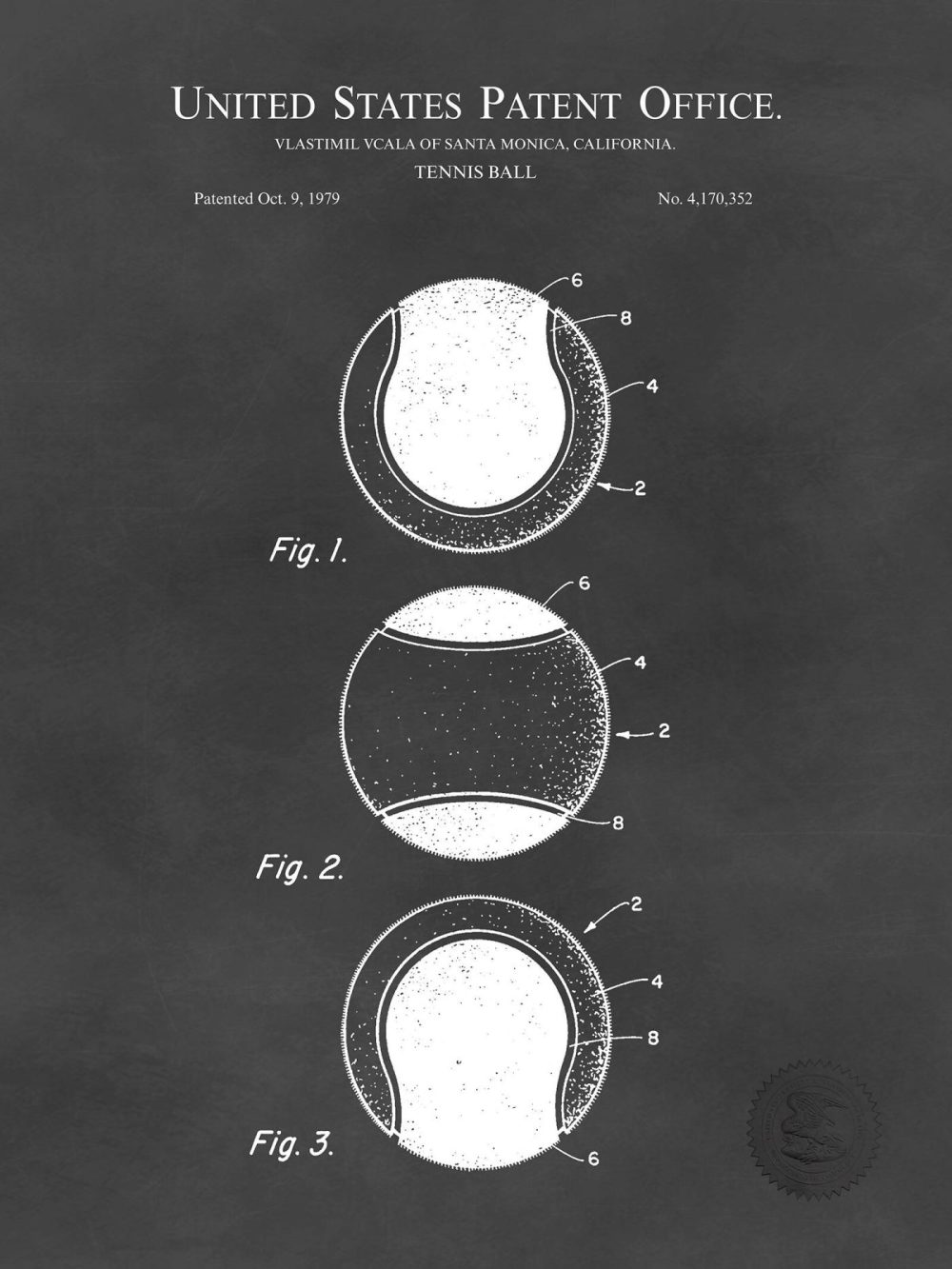 Sports | Tennis Ball Design | 1979 Patent Print Shop Antique