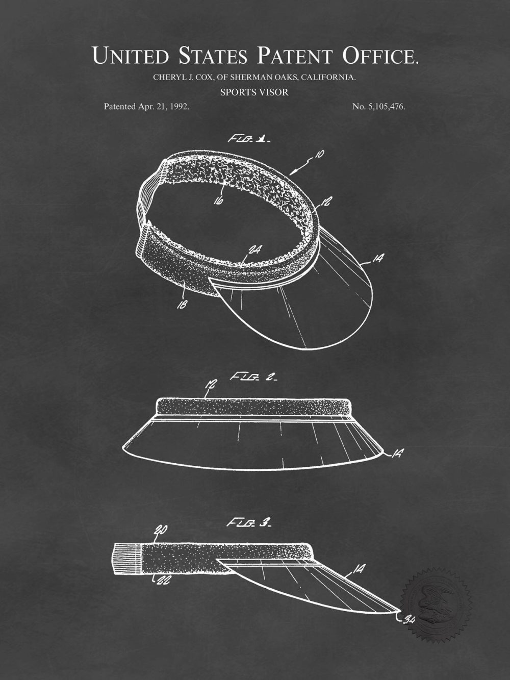 Sports | Tennis Visor | 1979 Patent Print Shop Antique