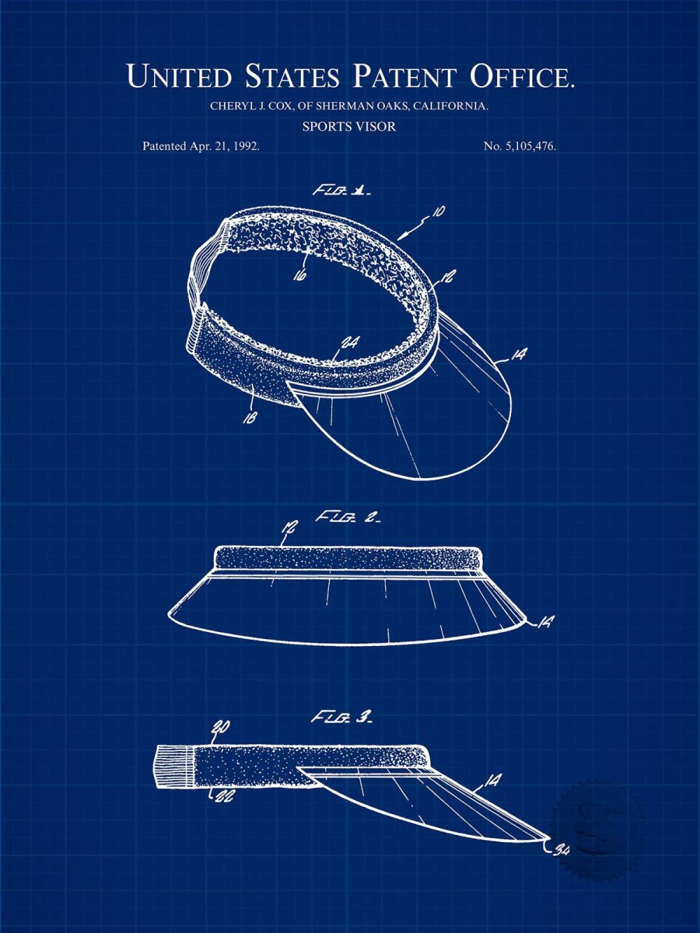 Sports | Tennis Visor | 1979 Patent Print Shop Antique