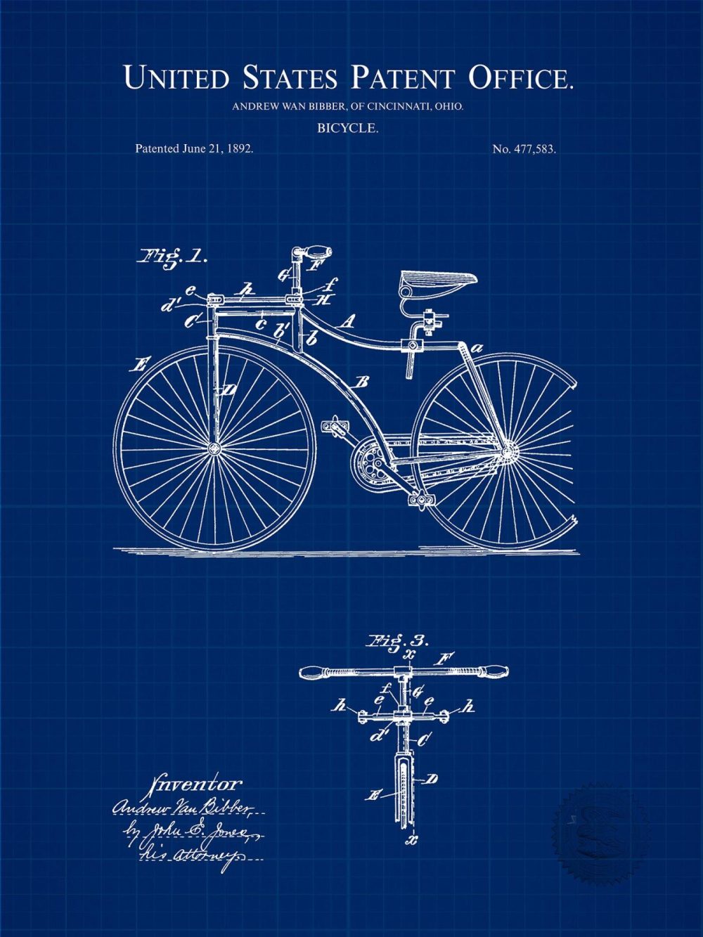 Sports | Vintage Bicycle Design | 1892 Patent Shop Antique