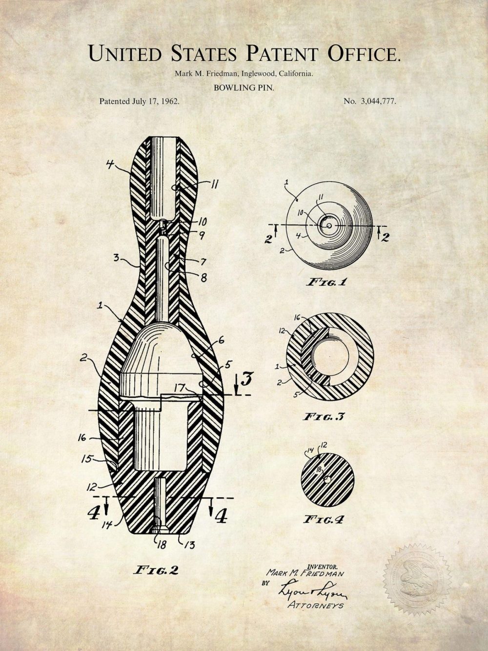 Sports | Vintage Bowling Gear Patents Shop Antique