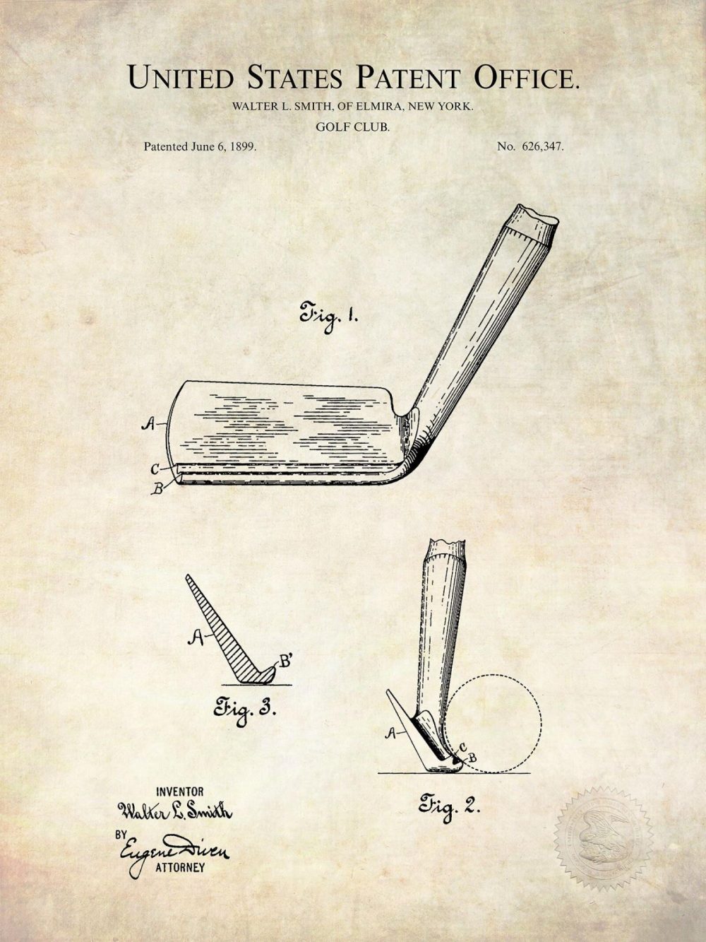 Sports | Vintage Golf Club Patent Collection Shop Antique