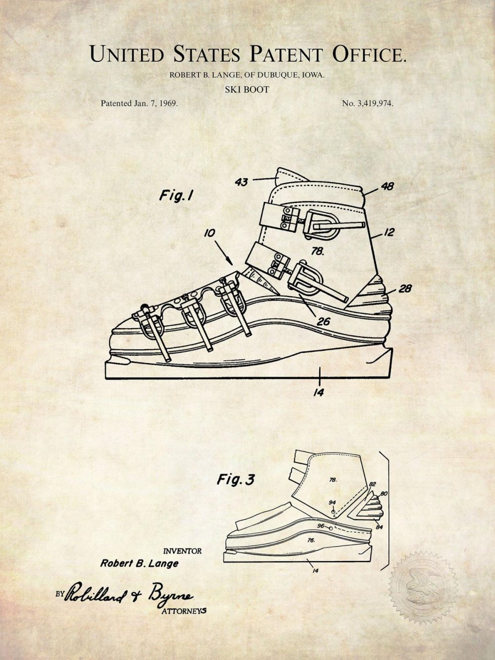 Sports | Vintage Skiing | Patent Print Collection Shop Antique