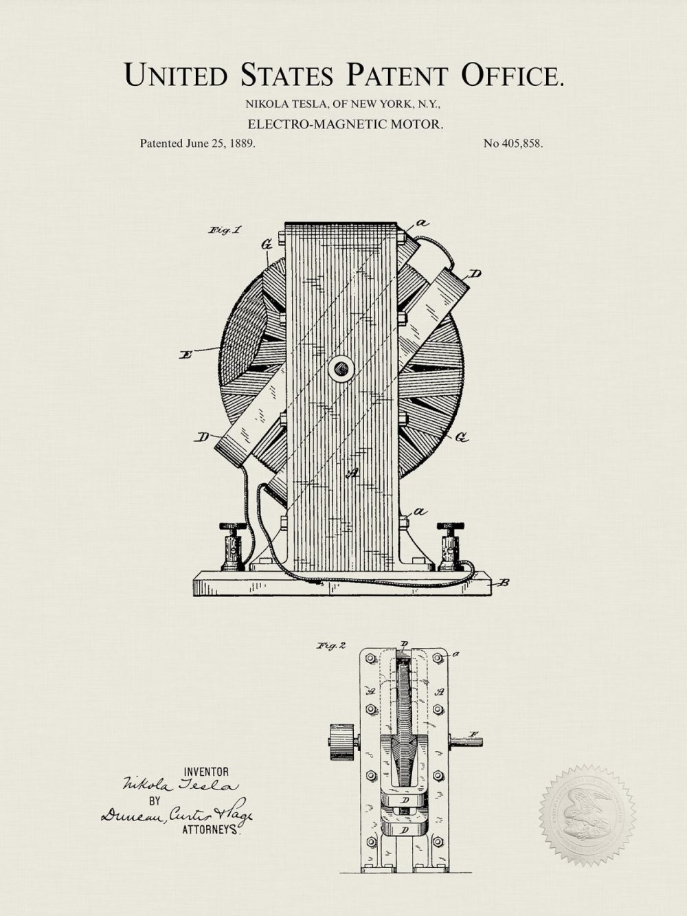 Technology | Nikola Tesla Patents | 4 Print Collection Shop Antique