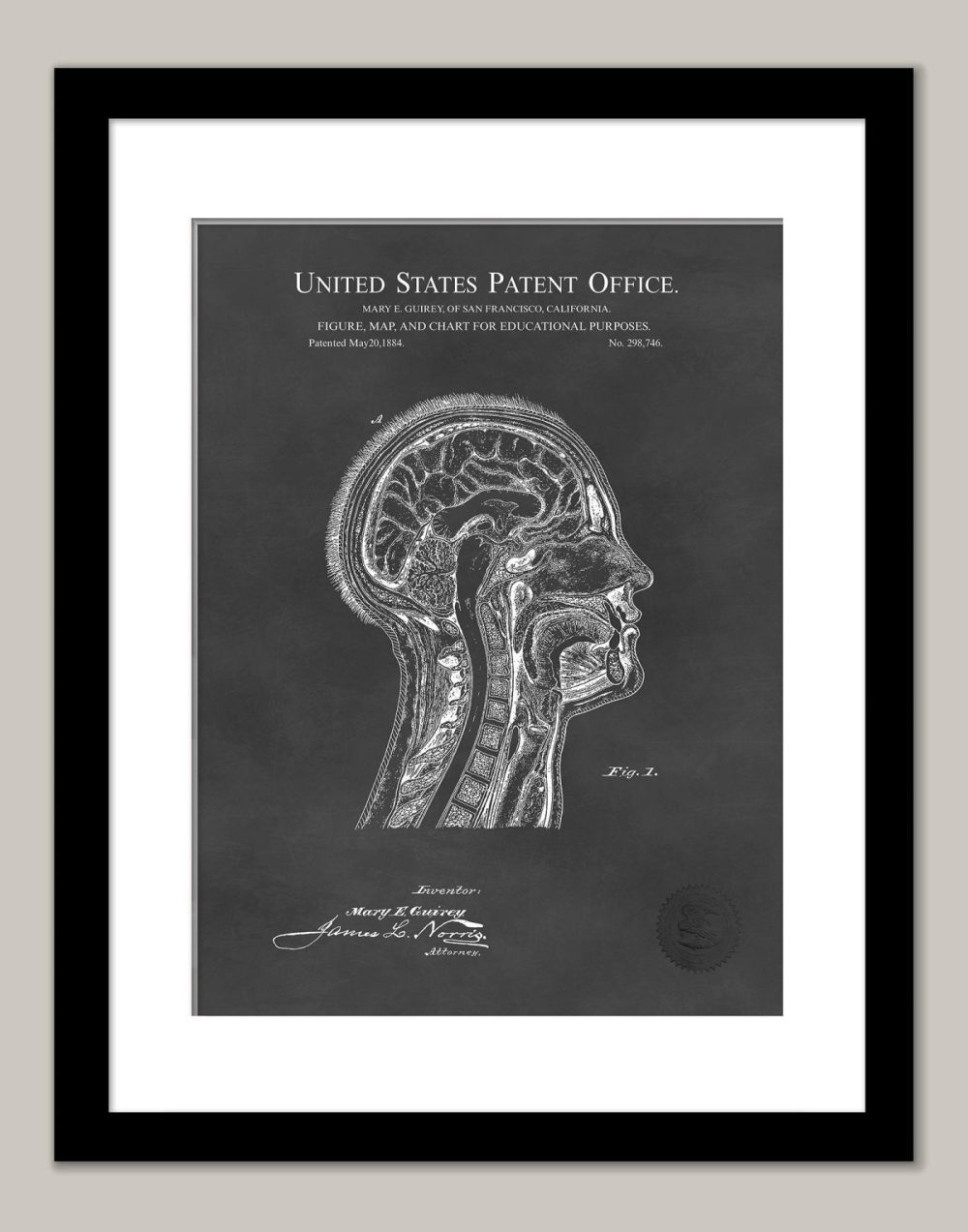 Work / School / Office | Anatomical Chart Patent Carnival / Steampunk / Occult Antique