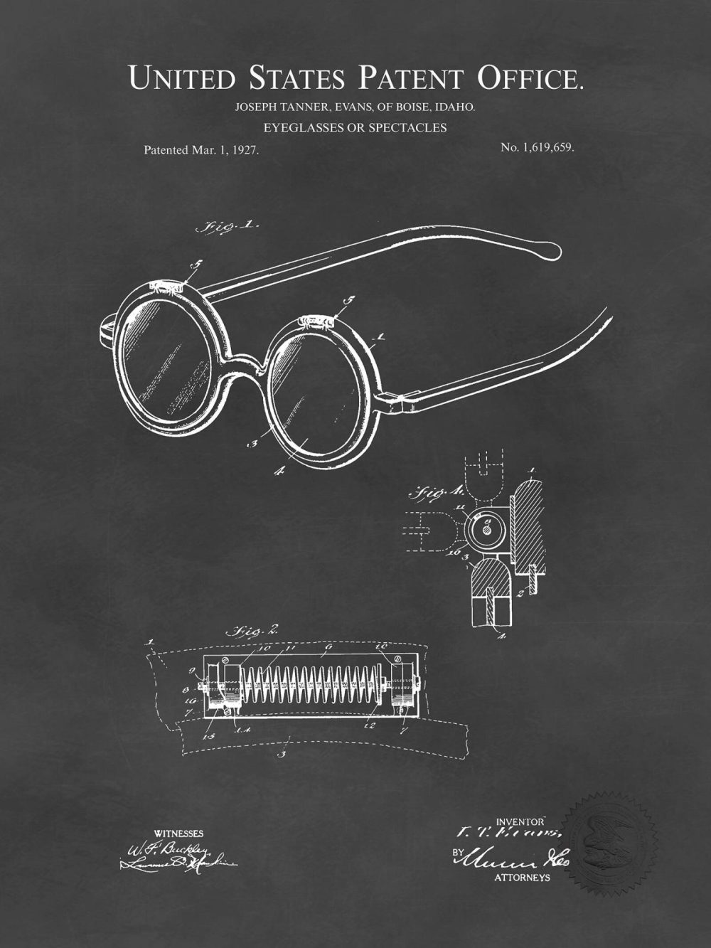 Work / School / Office | Eyeglasses Design | 1927 Patent Shop Antique