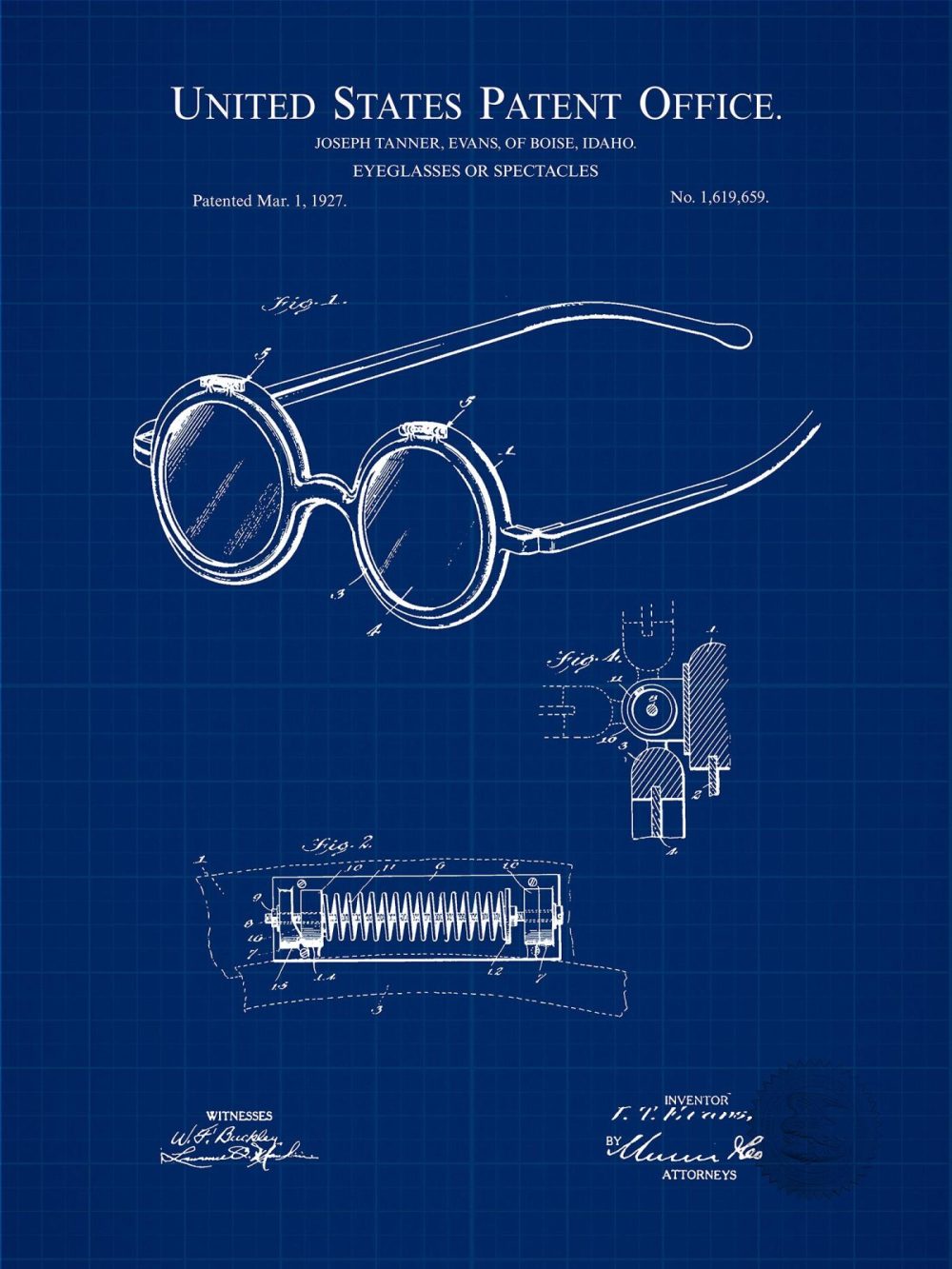 Work / School / Office | Eyeglasses Design | 1927 Patent Shop Antique