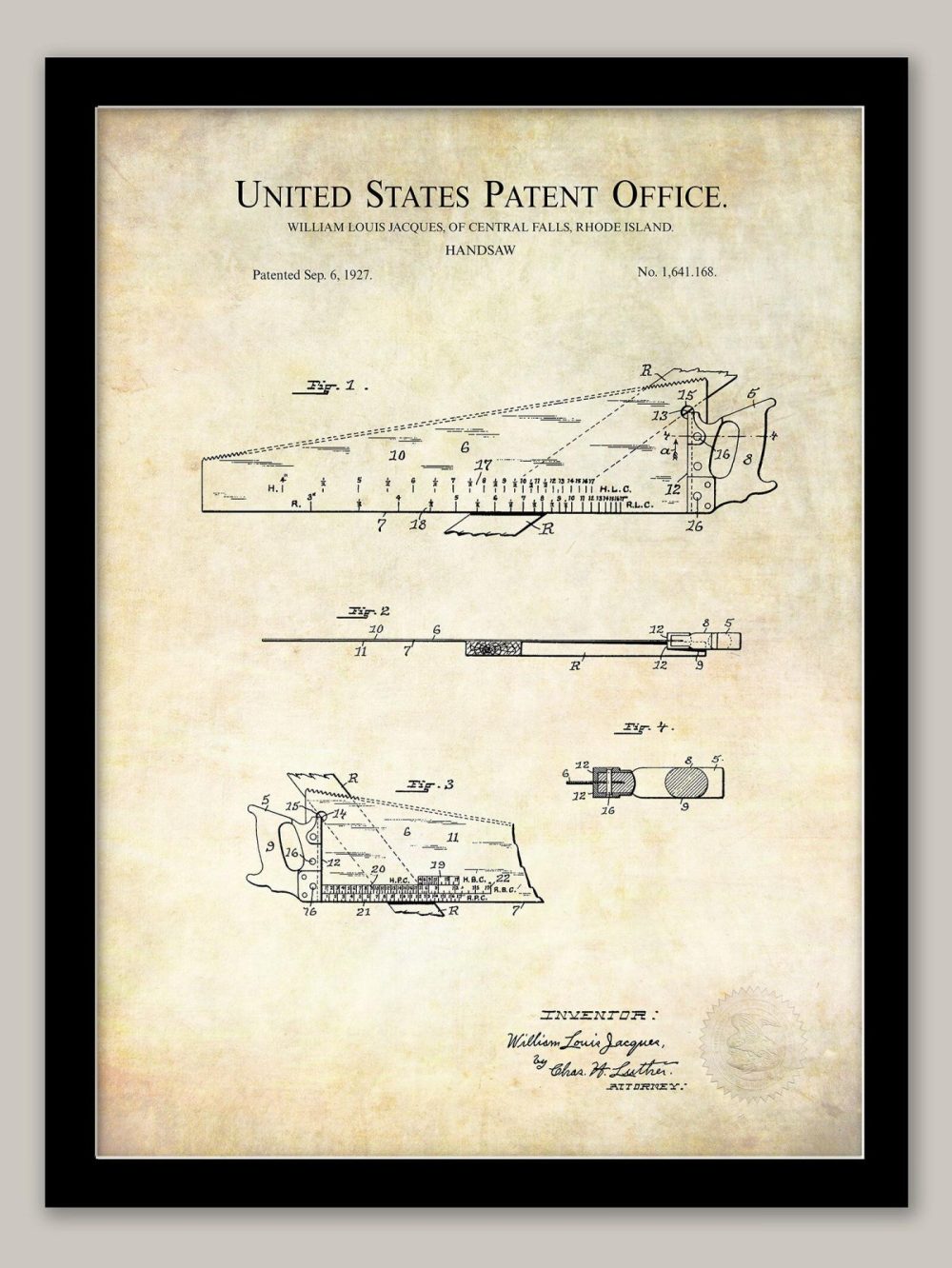 Work / School / Office | Handsaw Design | 1927 Patent Shop Antique