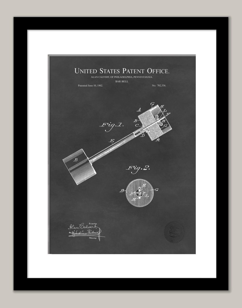 Sports | Barbell Design | 1902 Patent Shop Antique