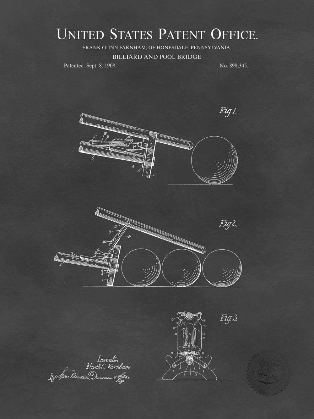 Sports | Billiard – Pool Bridge Print | 1809 Patent Shop Antique