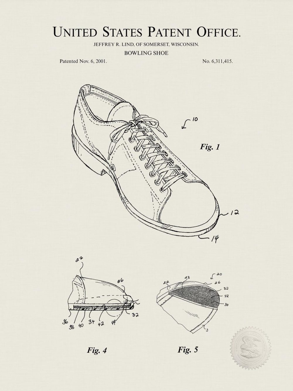 Sports | Bowling Shoe | 2000 Patent Print Shop Antique