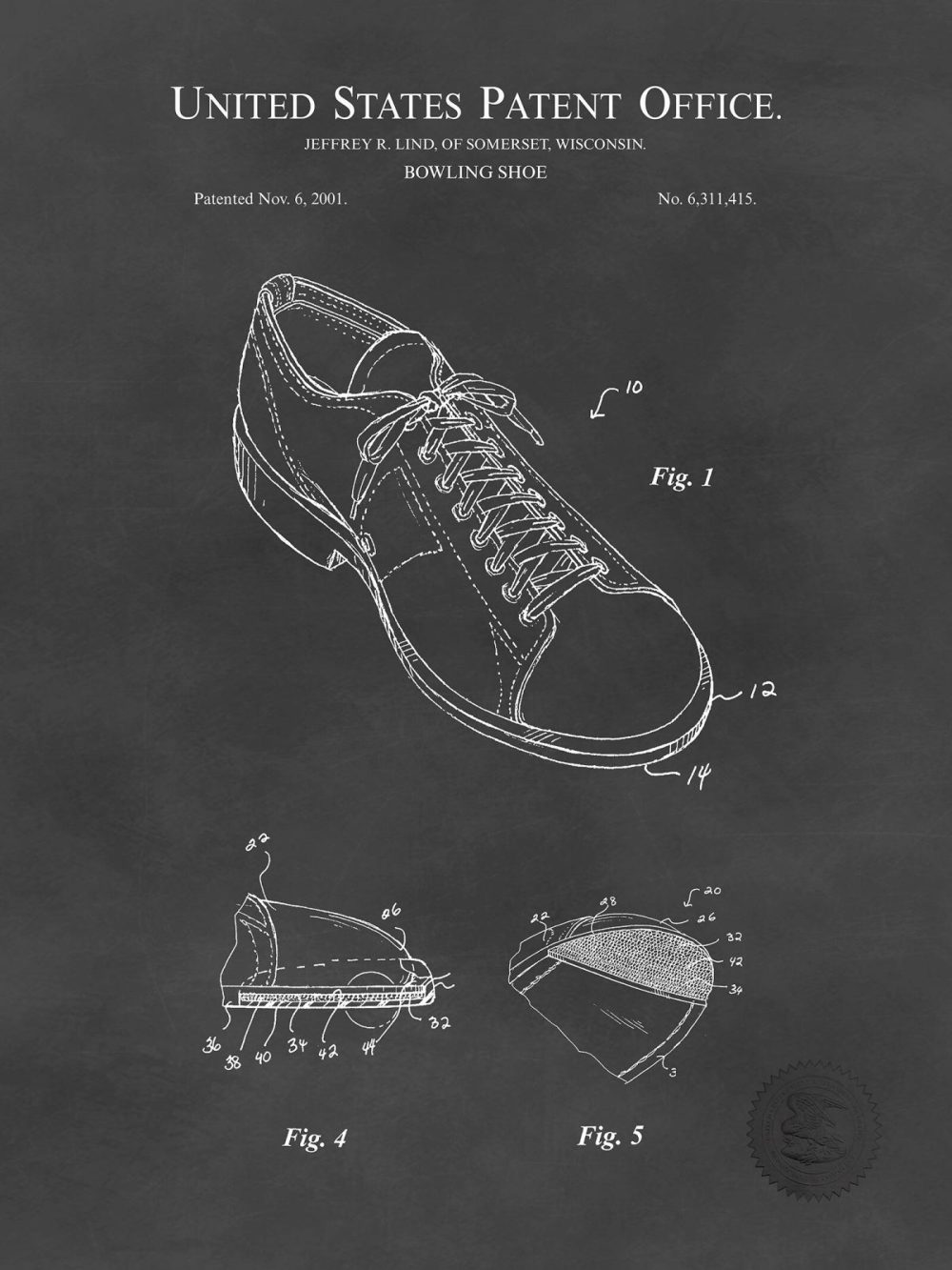 Sports | Bowling Shoe | 2000 Patent Print Shop Antique