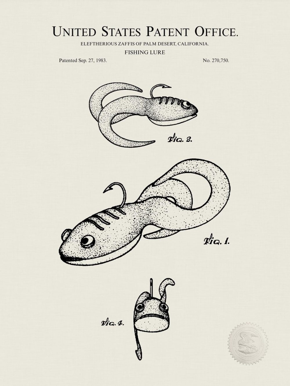 Sports | Fishing Lure Design | 1893 Patent Shop Antique