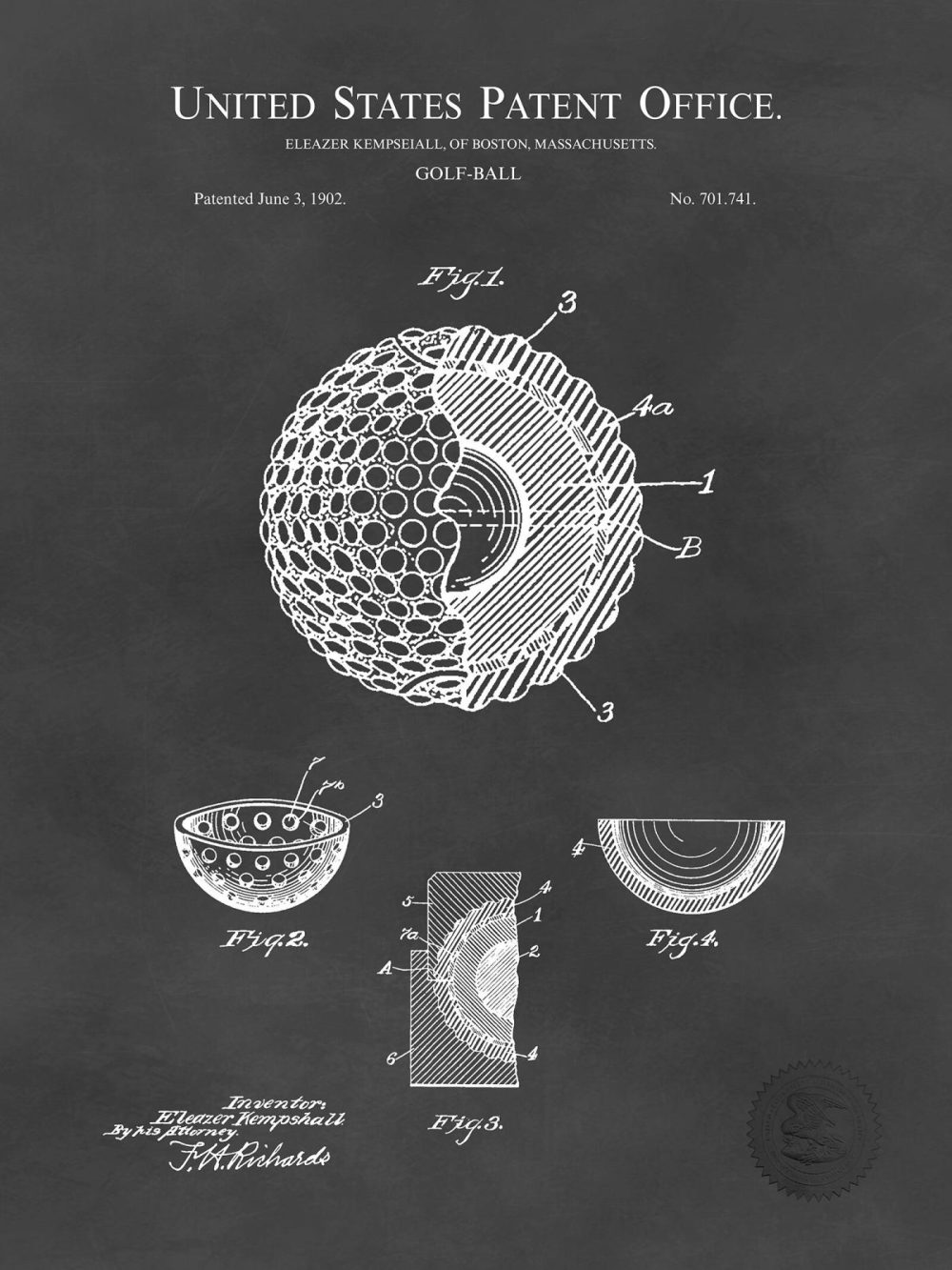 Sports | Golf Ball Design | 1902 Patent Shop Antique