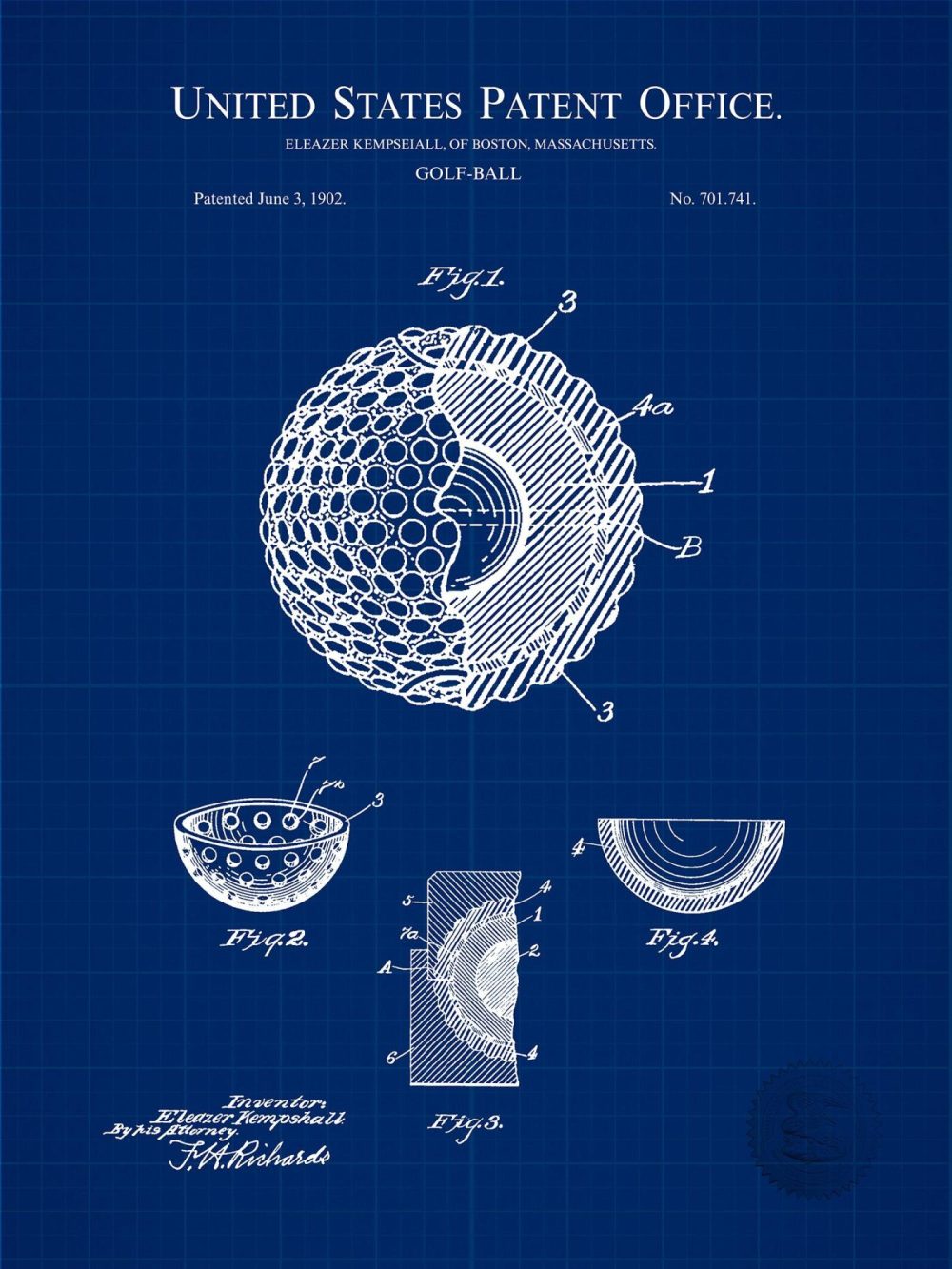 Sports | Golf Ball Design | 1902 Patent Shop Antique