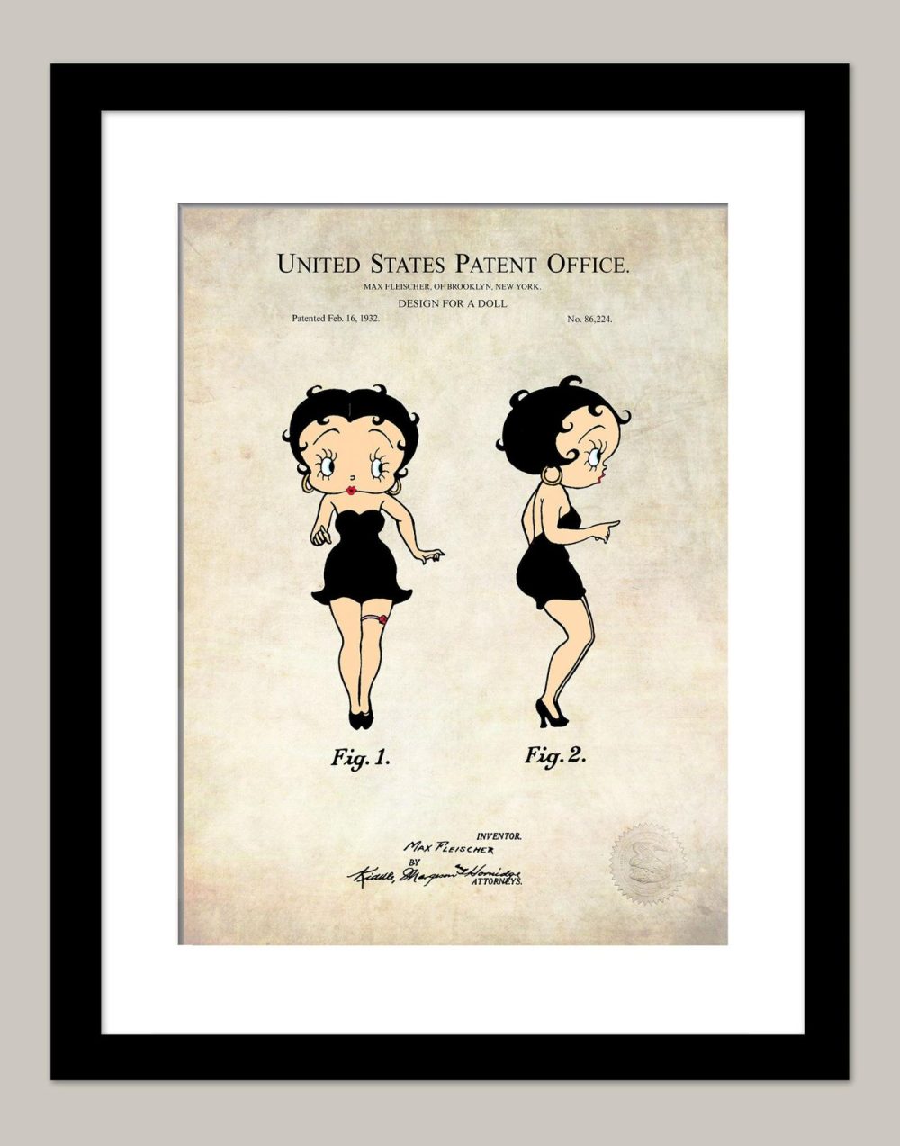 Man Cave / Poker / Cigar | Betty Boop Doll | 1932 Patent Print Man Cave / Poker / Cigar Antique