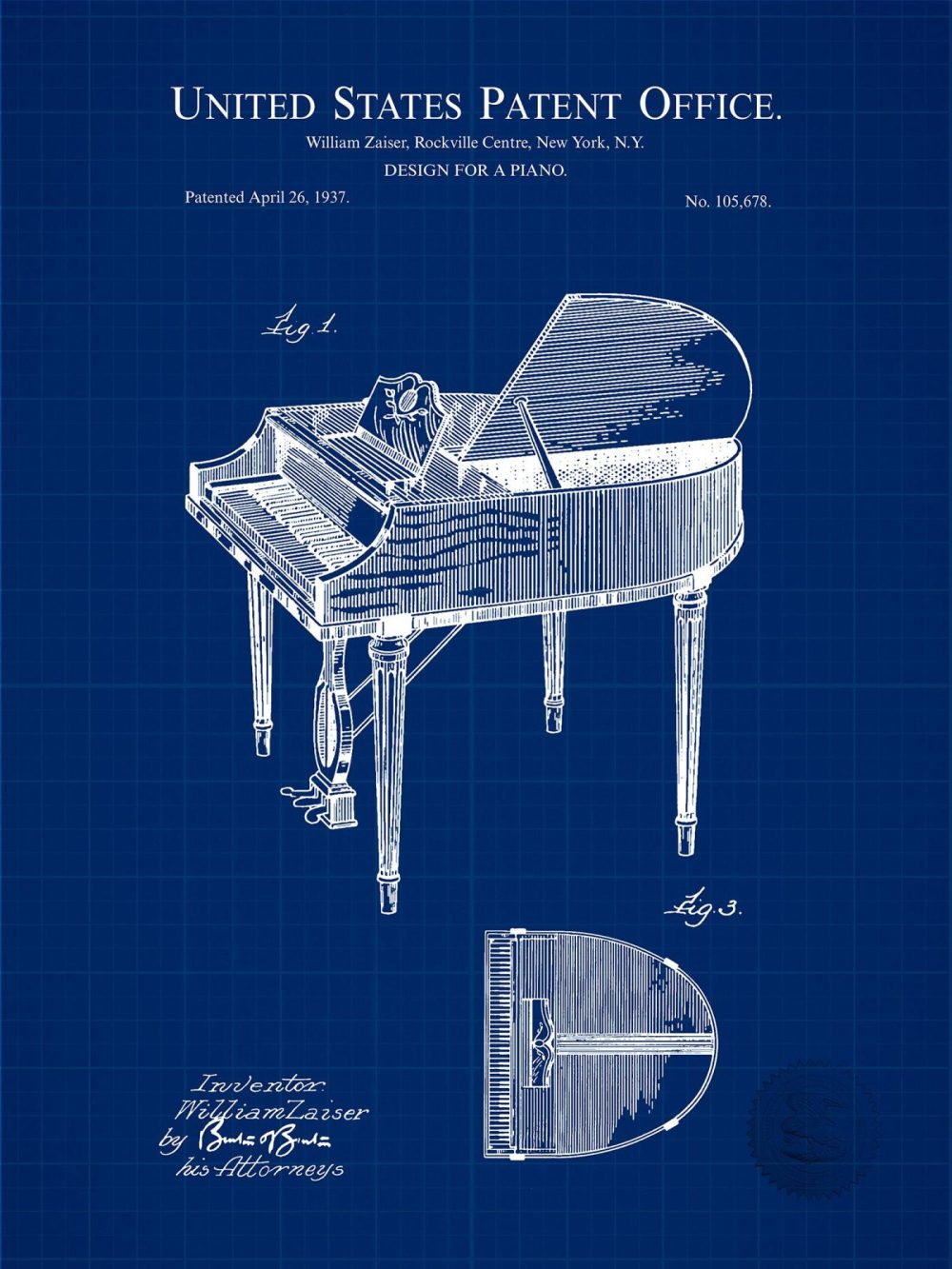 Music / Hip Hop / Instruments | Piano Design | 1937 Rudolph Wurlitzer Patent Music / Hip Hop / Instruments Antique