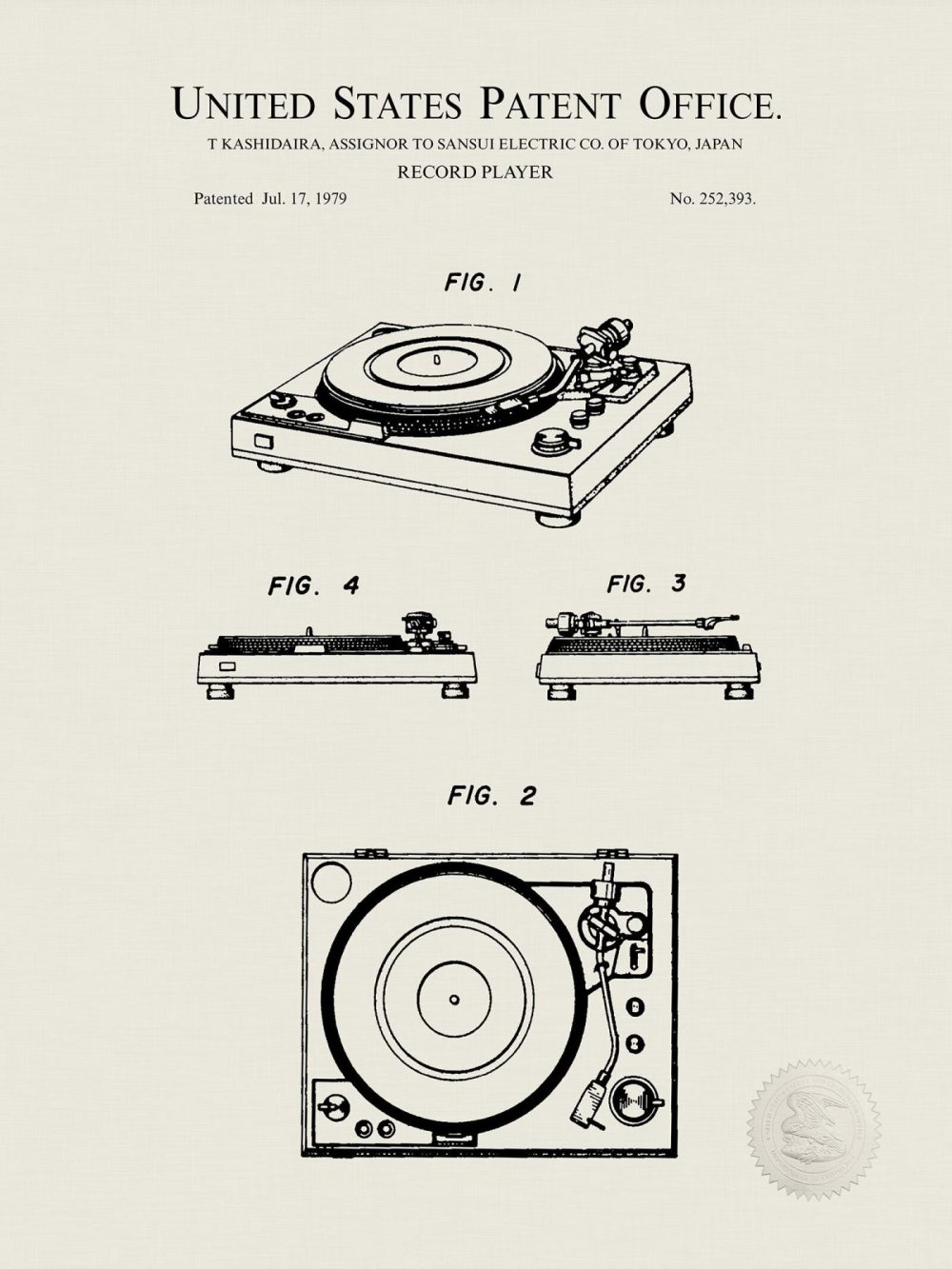 Music / Hip Hop / Instruments | Record Player Design | 1979 Sansui Patent Music / Hip Hop / Instruments Antique