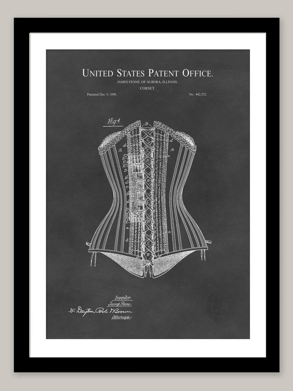 Fashion / Couture | Victorian Corset – 1890 Patent Print Fashion / Couture Antique