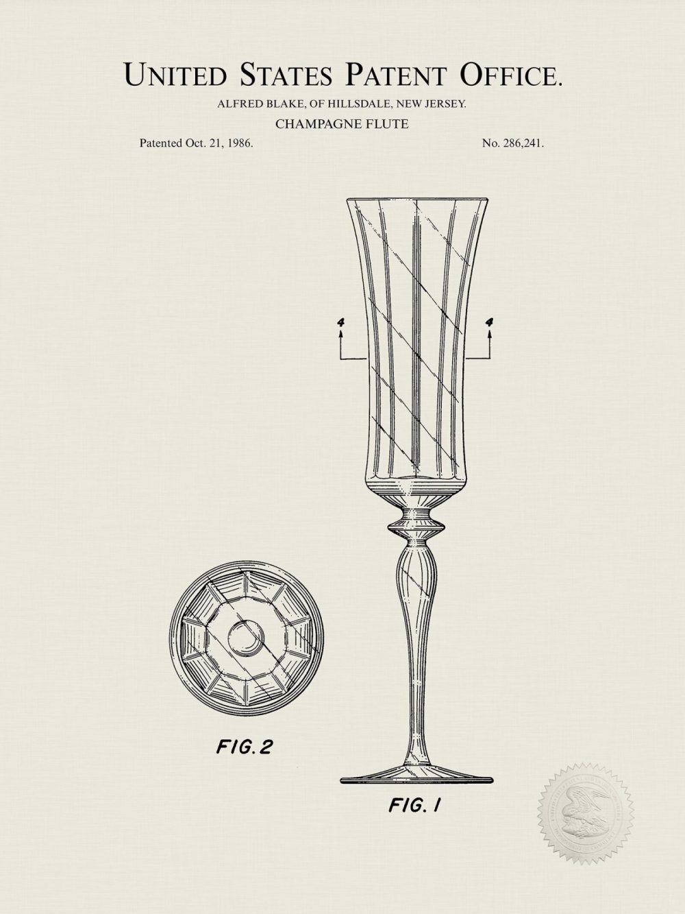 Beer / Whiskey / Wine | Champagne Flute | 1986 Patent Beer / Whiskey / Wine Antique