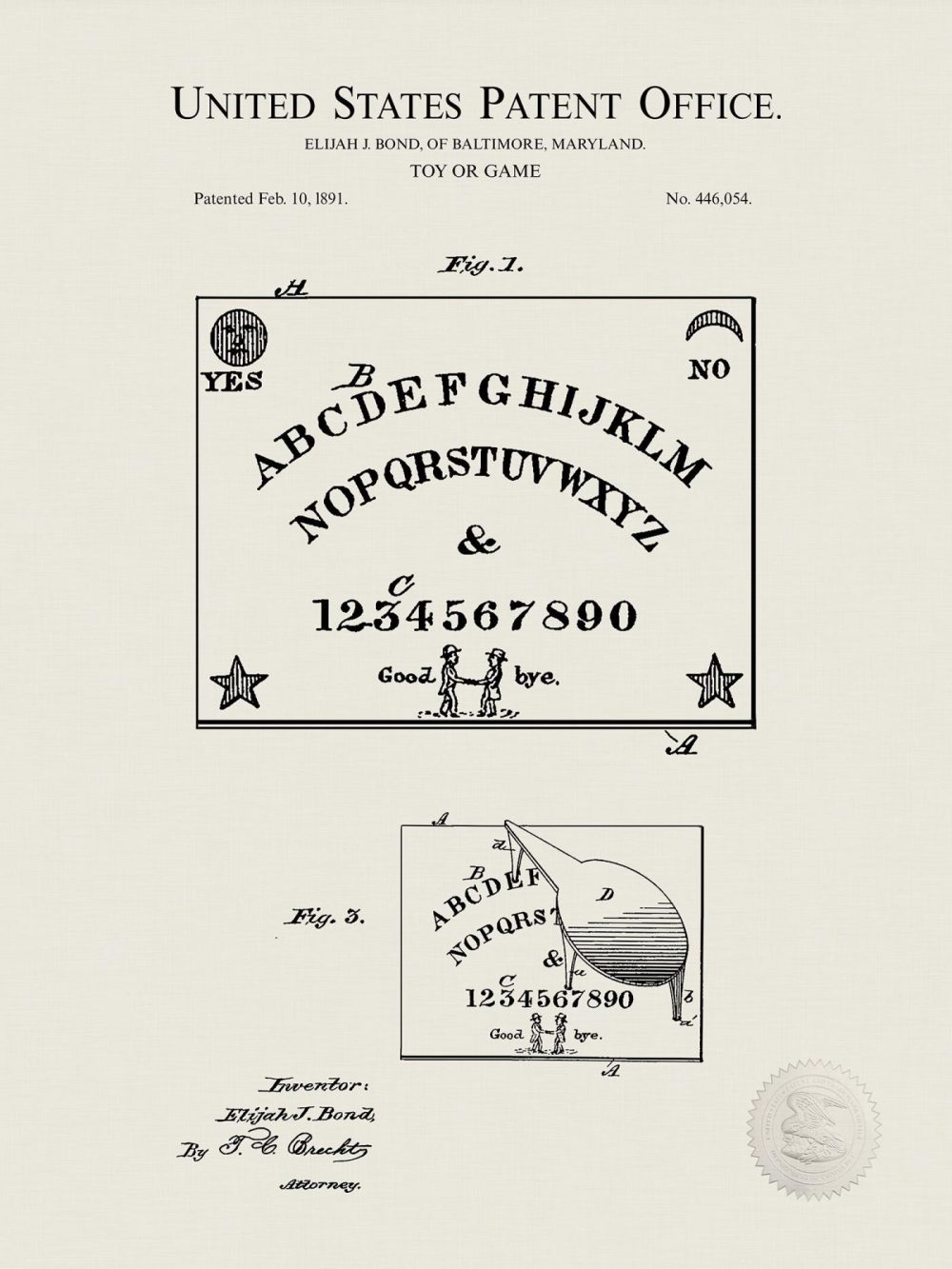 Carnival / Steampunk / Occult | Ouija Board | 1891 Occult Patent Carnival / Steampunk / Occult Antique