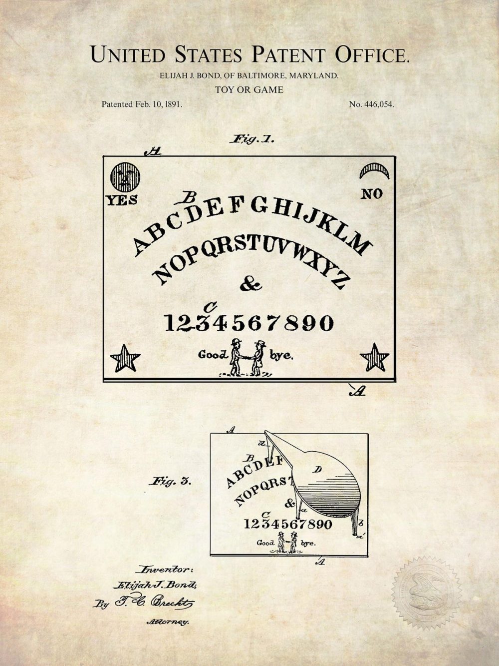 Carnival / Steampunk / Occult | Ouija Board | 1891 Occult Patent Carnival / Steampunk / Occult Antique