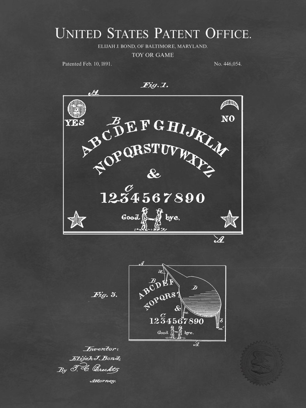 Carnival / Steampunk / Occult | Ouija Board | 1891 Occult Patent Carnival / Steampunk / Occult Antique