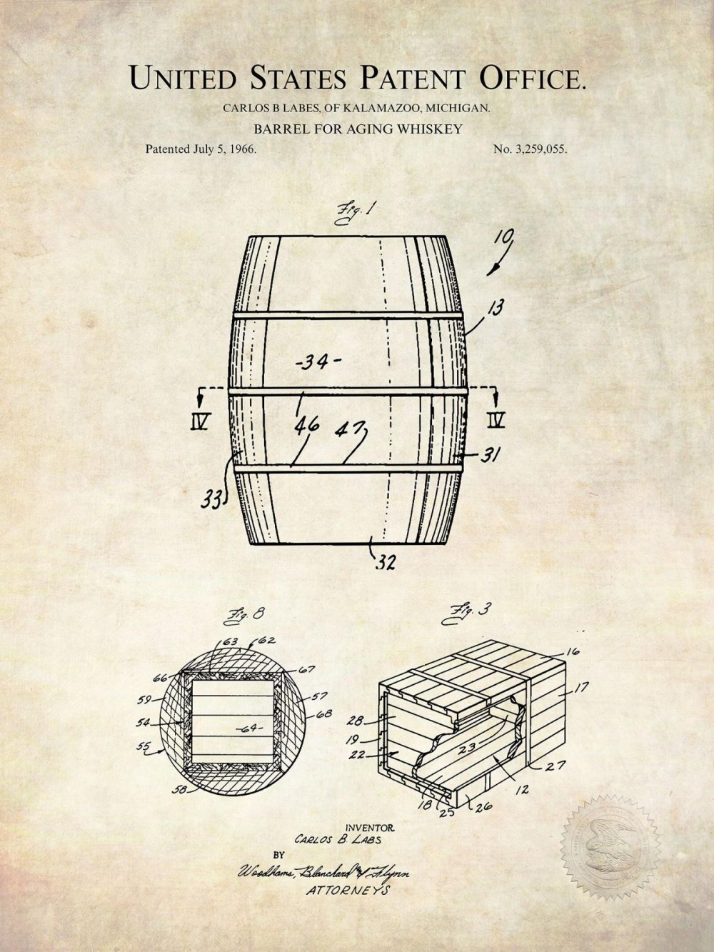 Man Cave / Poker / Cigar | Whisky Barrel | 1966 Patent Beer / Whiskey / Wine Antique