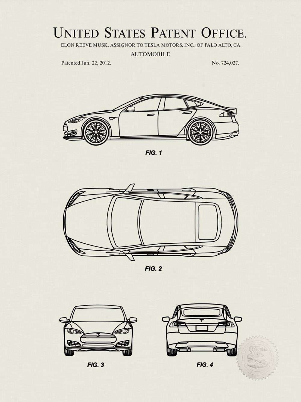 Automobiles | Tesla Model S | 2012 Auto Patent Automobiles Antique