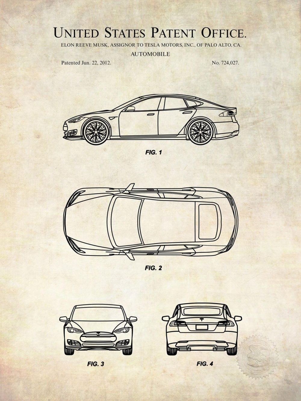 Automobiles | Tesla Model S | 2012 Auto Patent Automobiles Antique